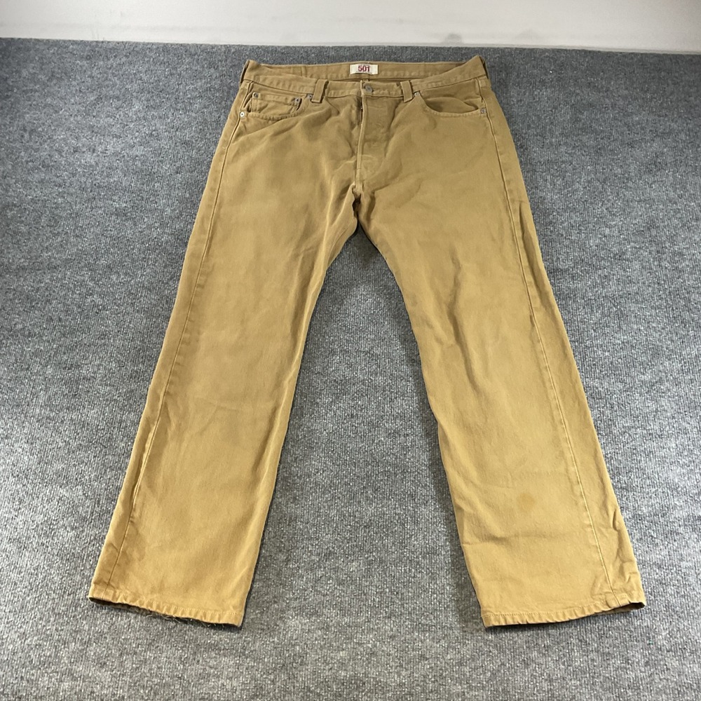 Levis 501 Original Straight Leg Button Fly Jeans Tan Khaki Men 36x30 Cotton Y2K